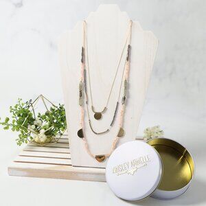 Beautiful Layered Pink and Gold Necklace by Kinsley Armelle NWT